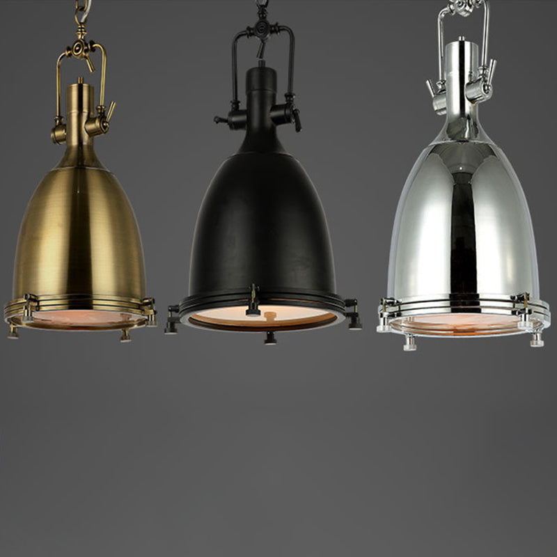 1 Light Dome Ceiling Pendant Industrial Style Metal Hanging Light Fixtures for Restaurant