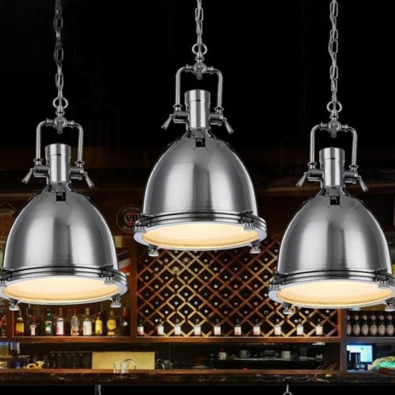 1 Light Dome Ceiling Pendant Industrial Style Metal Hanging Light Fixtures for Restaurant