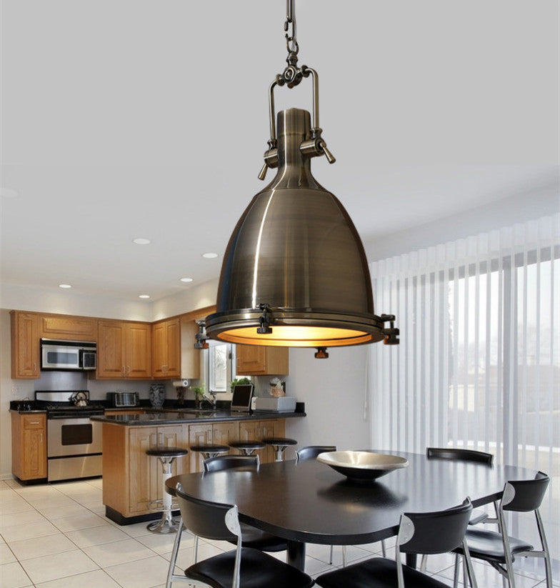 1 Light Dome Ceiling Pendant Industrial Style Metal Hanging Light Fixtures for Restaurant