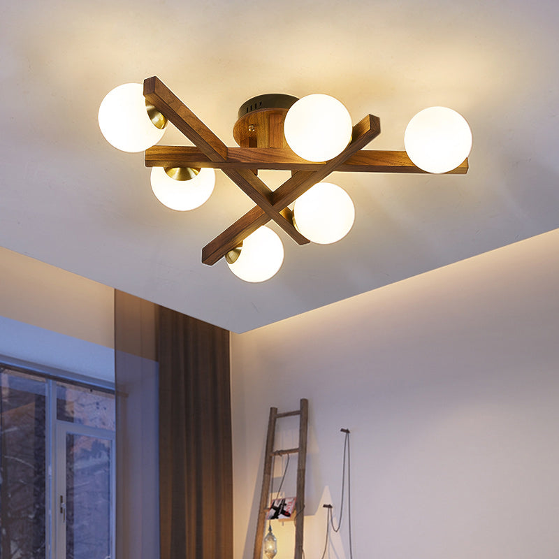 Modernes Wohnzimmer Semi Flush Mount Lighting Sputnik Holzdecke montiertes Gerät montiert