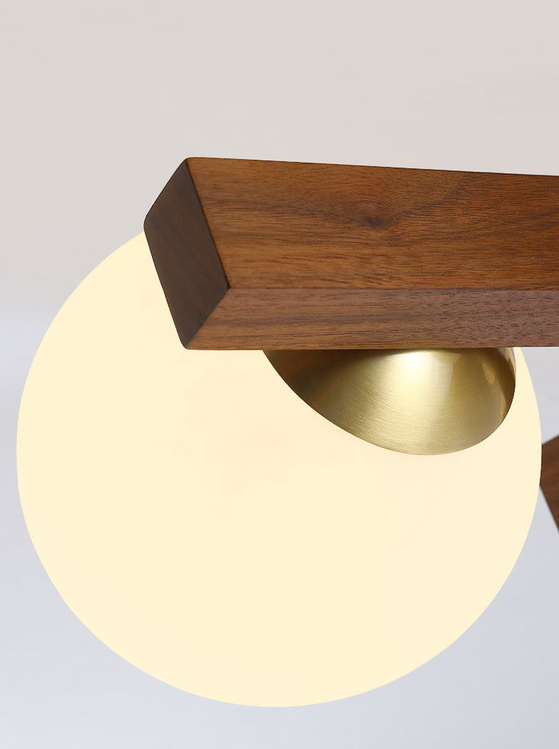 Sala de estar moderna Semi Flush Mounting Iluminación Sputnik Madera de techo Montaje Montaje