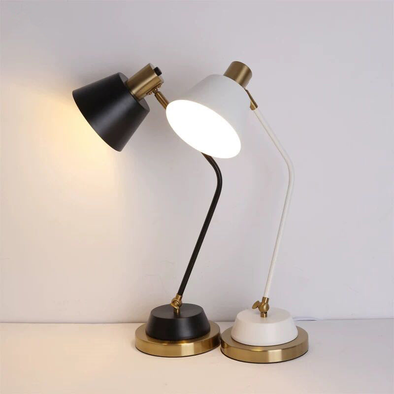 Bend Arm Table Lamp Nordic Metal 1-Bulb Study Room Desk Light with Swivel Shade