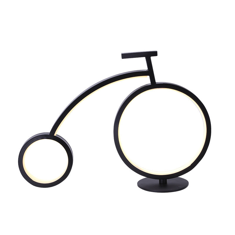 Novelty Bike Shaped Nightstand Lamp Minimalist Metal Bedside LED Table Light