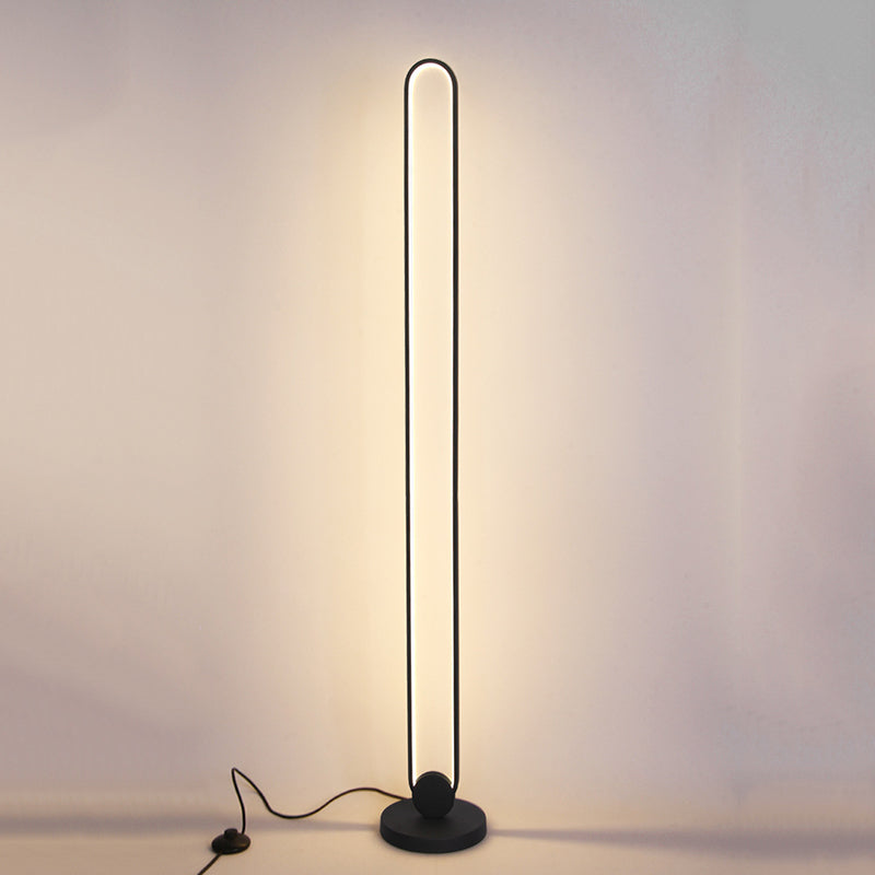 Oblong Living Room Floor Lamp Metal LED Minimalist Standing Light with Foot Switch