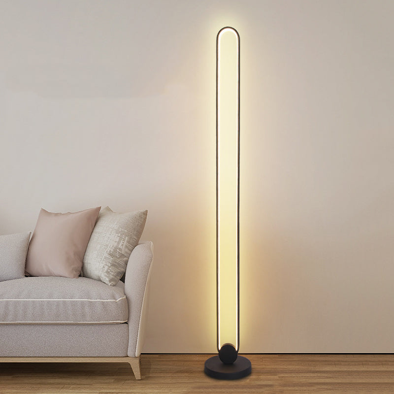 Oblong Living Room Floor Lamp Metal LED Minimalist Standing Light with Foot Switch