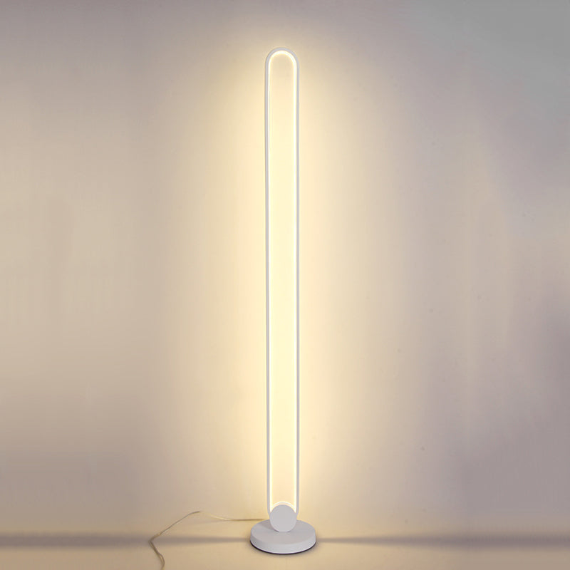 Oblong Living Room Floor Lamp Metal LED Minimalist Standing Light with Foot Switch