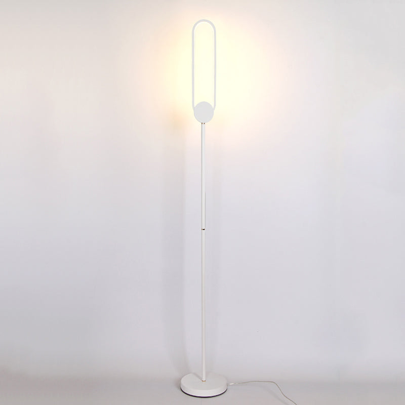 Oblong Living Room Floor Lamp Metal LED Minimalist Standing Light with Foot Switch