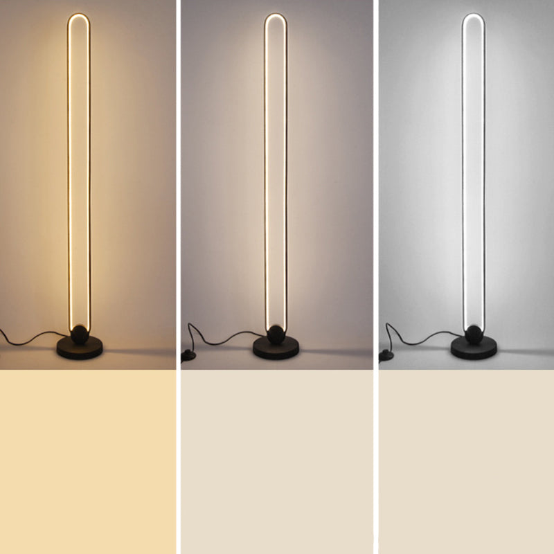 Oblong Living Room Floor Lamp Metal LED Minimalist Standing Light with Foot Switch