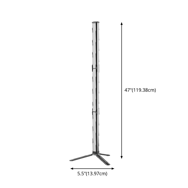 Simple Style Tripod Floor Lamp Height Adjustable Metal Game Room LED Standing Light in Black