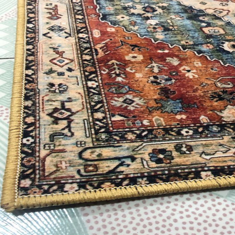 Simple Multicolor Moroccan Rug Polyester Floral Print Area Rug Non-Slip Backing Carpet for Bedrooom