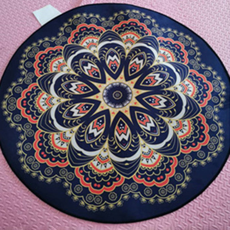 Round Multicolor Antique Area Carpet Polyester Floral Printing Rug Easy Care Carpet for Living Room