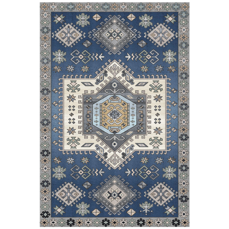 Multicolor Retro Indoor Rug Polyester Symmetrical Print Rug Easy Care Indoor Rug for Living Room