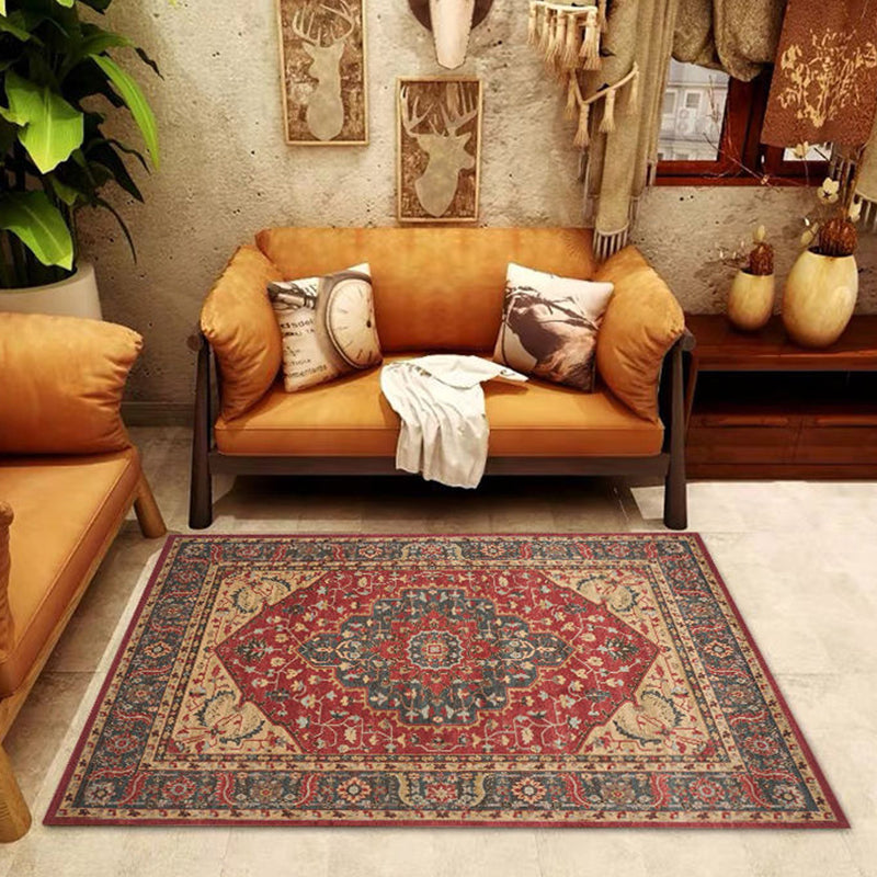 Moroccan Tribal Totem Rug Multicolor Polyester Carpet Stain Resistant Indoor Rug for Home Decoration