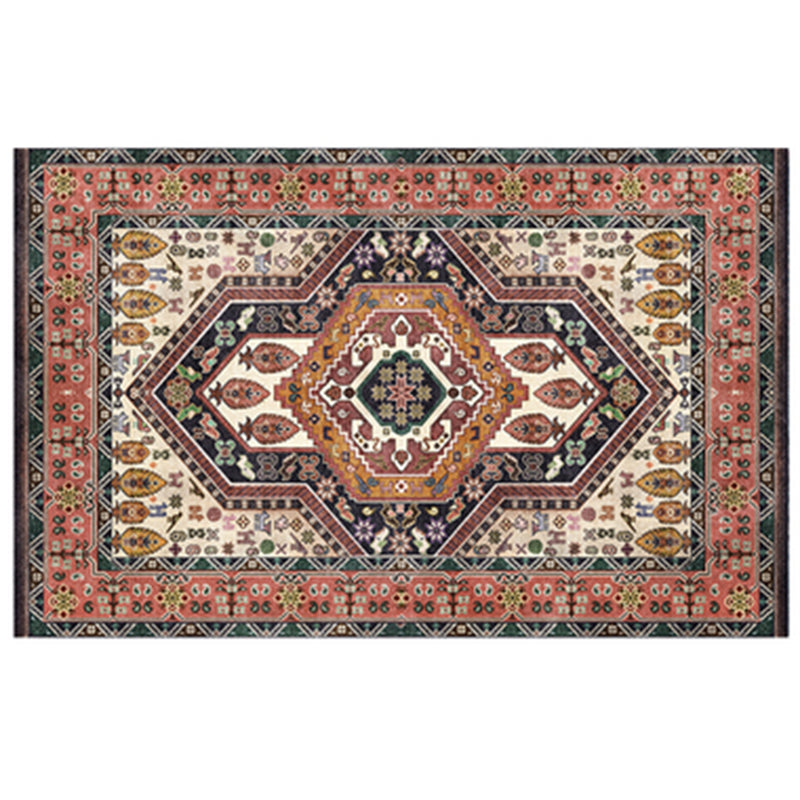 Multicolor Symmetrical Print Rug Polyester Carpet Retro Anti-Slip Backing Indoor Rug for Living Room