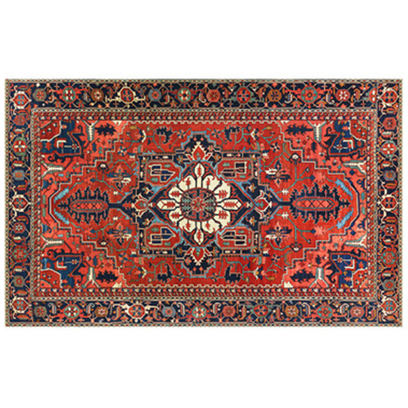 Multicolor Symmetrical Print Rug Polyester Carpet Retro Anti-Slip Backing Indoor Rug for Living Room