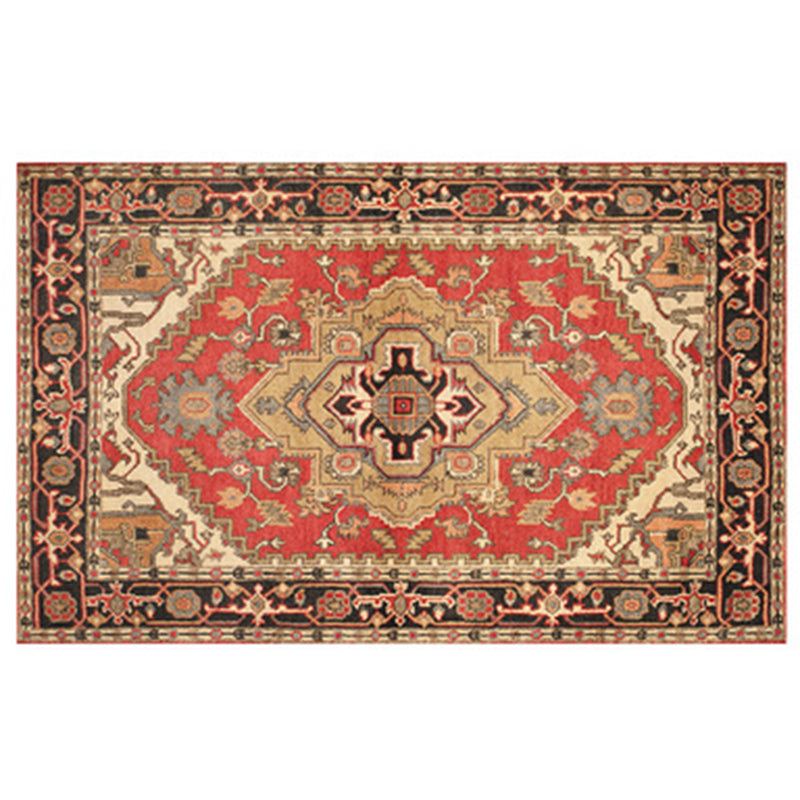 Multicolor Symmetrical Print Rug Polyester Carpet Retro Anti-Slip Backing Indoor Rug for Living Room