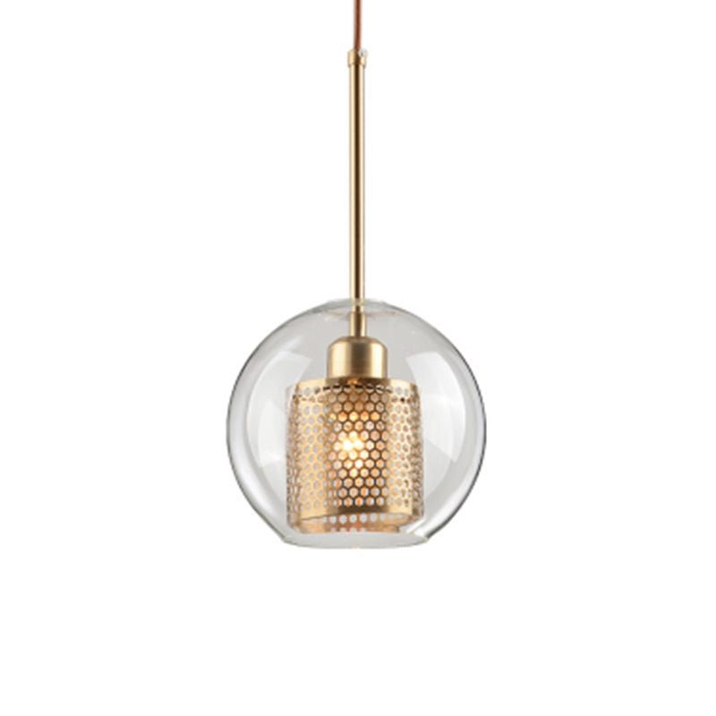 1 Light Hanging Light Fixtures Industrial Style Glass Ceiling Pendant for Restaurant