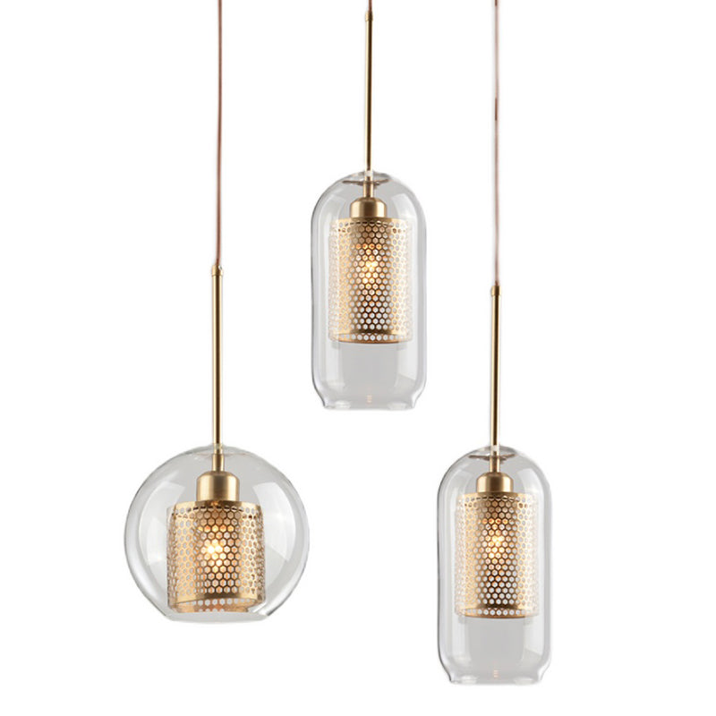 1 Light Hanging Light Fixtures Industrial Style Glass Ceiling Pendant for Restaurant