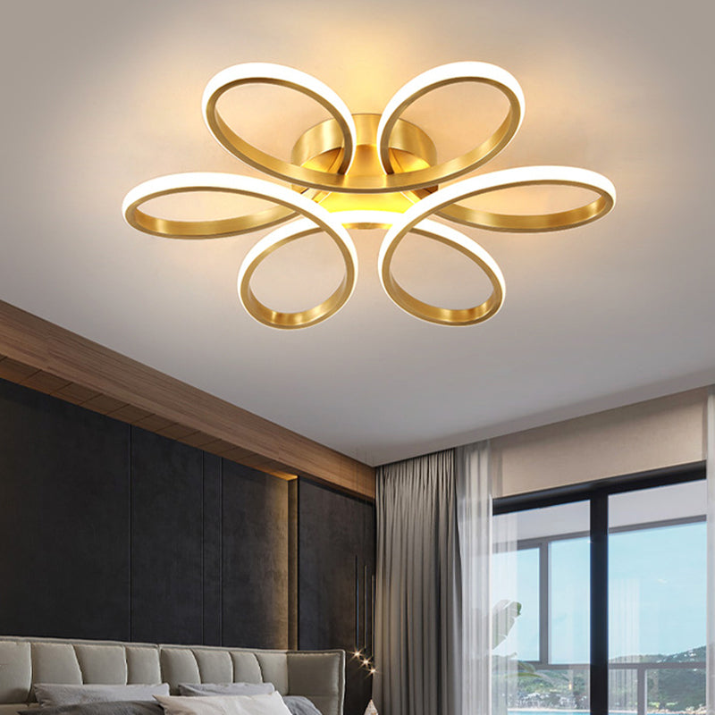 Flower Semi Flush Mount Light Acrylic Modern Simplicity Flush Ceiling Light Fixtures for Bedroom