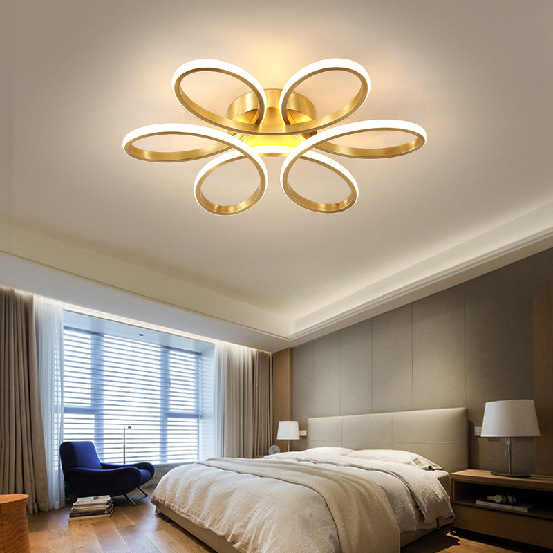 Flower Semi Flush Mount Luz acrílico Simplicidad moderna Fluce de techo de descarga para dormitorio