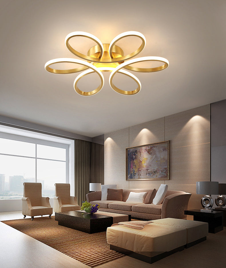 Flower Semi Flush Mount Light Acrylic Modern Simplicity Flush Ceiling Light Fixtures for Bedroom