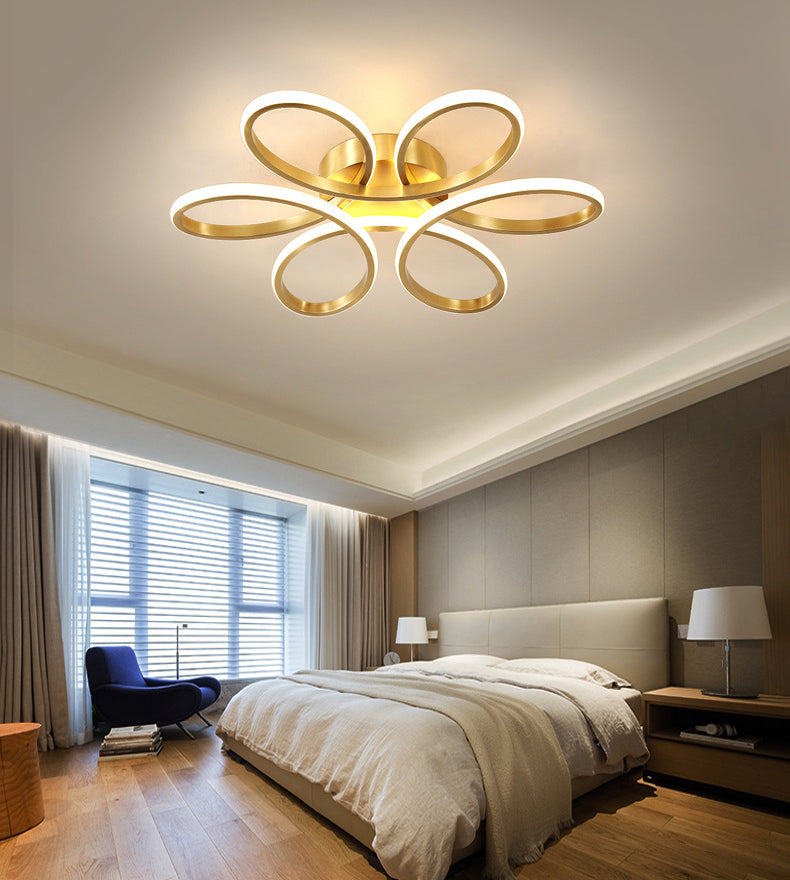 Flower Semi Flush Mount Luz acrílico Simplicidad moderna Fluce de techo de descarga para dormitorio