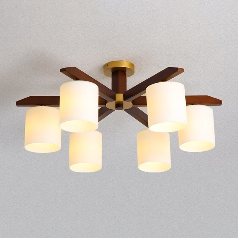 Cylinder Semi Flush Mount Light Fixture Wood Modern Simplicity Flush Mount Ceiling Light Fixture