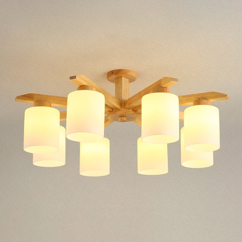 Cilindro Semi Flush Mount Lighture Wood Wood Simplicidad moderna Montaje de montaje Luz de techo de lámpara