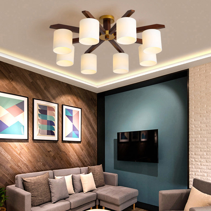 Cylinder Semi Flush Mount Light Fixture Wood Modern Simplicity Flush Mount Ceiling Light Fixture