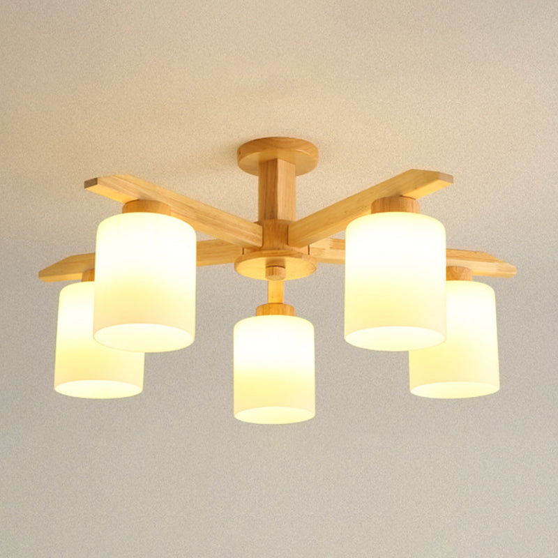 Cylinder Semi Flush Mount Light Fixture Wood Modern Simplicity Flush Mount Ceiling Light Fixture