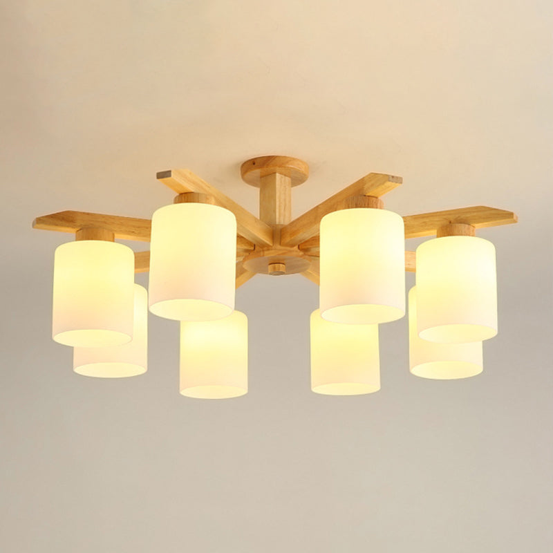 Cylinder Semi Flush Mount Light Fixture Wood Modern Simplicity Flush Mount Ceiling Light Fixture