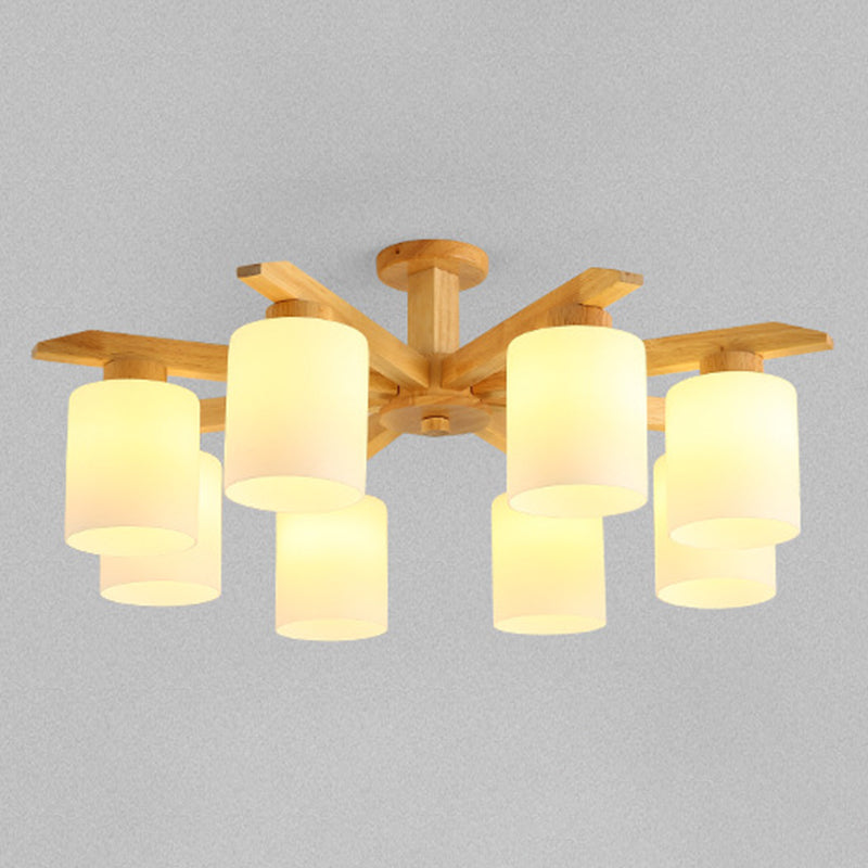 Cilindro Semi Flush Mount Lighture Wood Wood Simplicidad moderna Montaje de montaje Luz de techo de lámpara