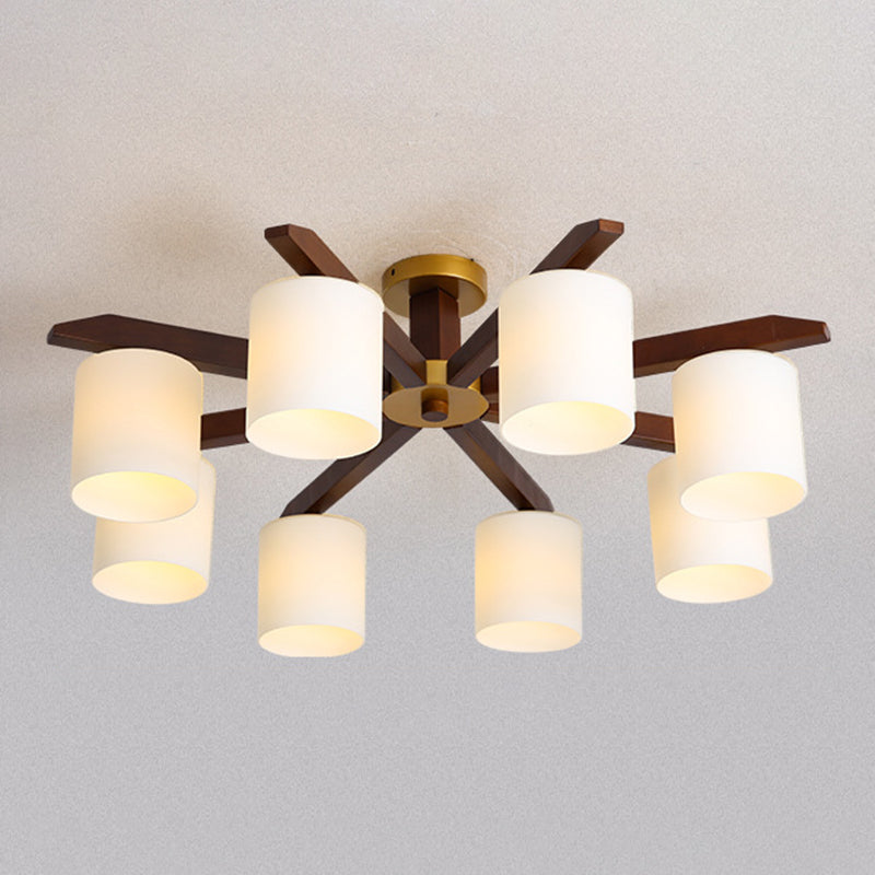 Cylinder Semi Flush Mount Light Fixture Wood Modern Simplicity Flush Mount Ceiling Light Fixture