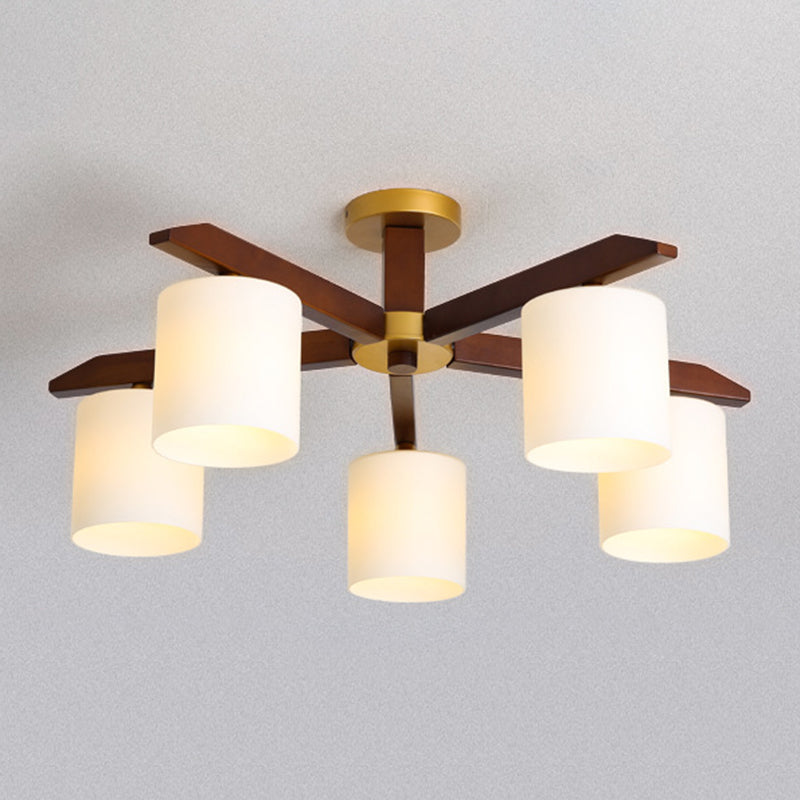 Cylinder Semi Flush Mount Light Fixture Wood Modern Simplicity Flush Mount Ceiling Light Fixture