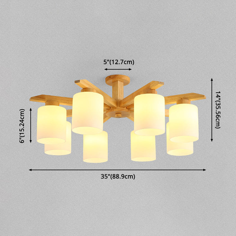 Cilindro Semi Flush Mount Lighture Wood Wood Simplicidad moderna Montaje de montaje Luz de techo de lámpara