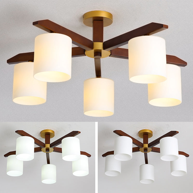 Cylinder Semi Flush Mount Light Fixture Wood Modern Simplicity Flush Mount Ceiling Light Fixture