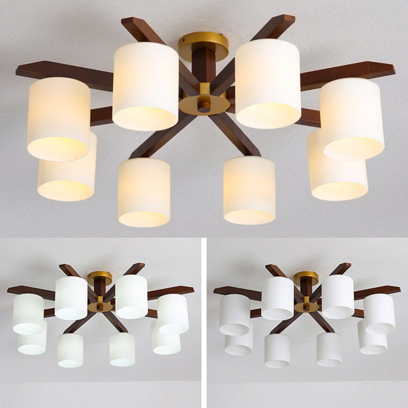 Cylinder Semi Flush Mount Light Fixture Wood Modern Simplicity Flush Mount Ceiling Light Fixture