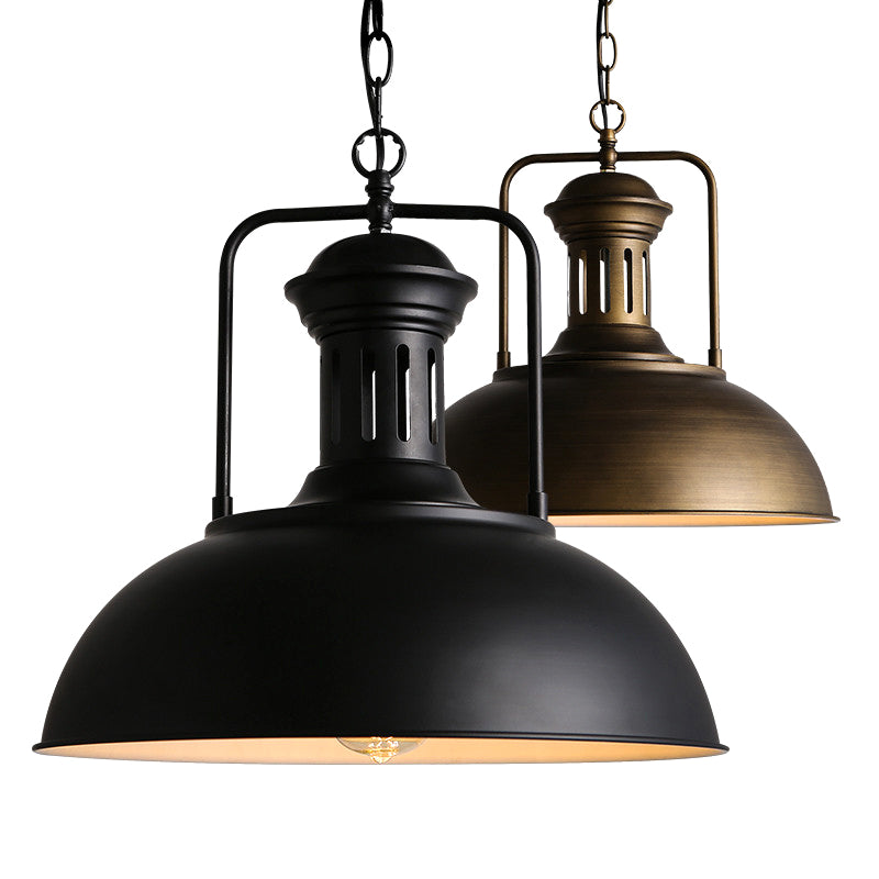 1 Light Dome Ceiling Pendant Industrial Style Metal Hanging Light Fixtures for Restaurant