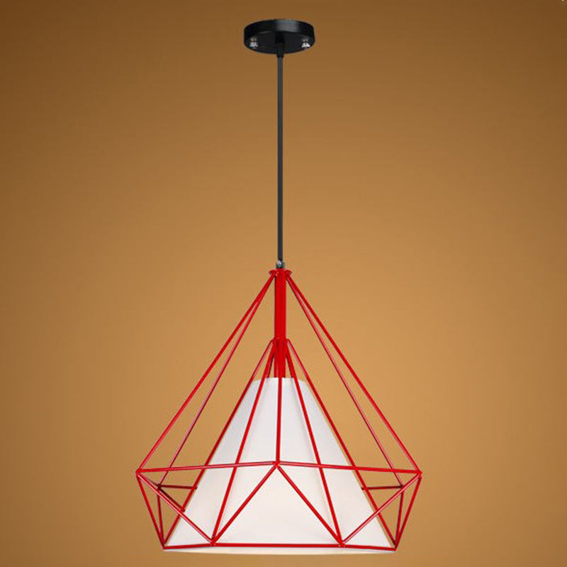 1 Light Diamond Pendant Industrial Metal Ceiling Pendant with Hanging Cord for Restaurant