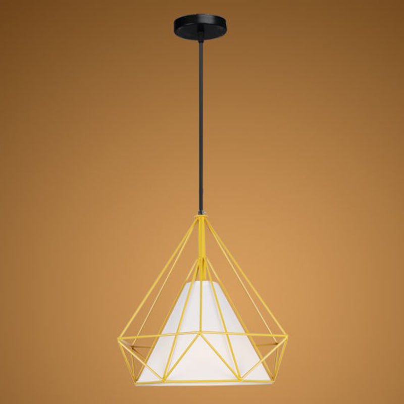 1 Light Diamond Pendant Industrial Metal Ceiling Pendant with Hanging Cord for Restaurant