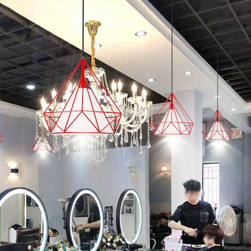 1 Light Diamond Pendant Industrial Metal Ceiling Pendant with Hanging Cord for Restaurant