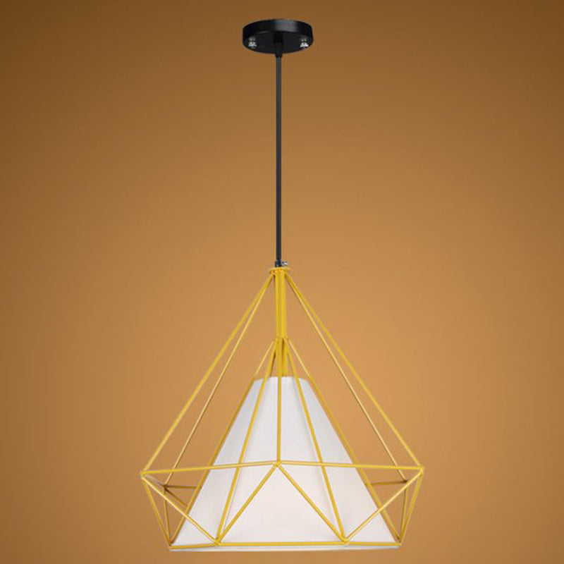 1 Light Diamond Pendant Industrial Metal Ceiling Pendant with Hanging Cord for Restaurant