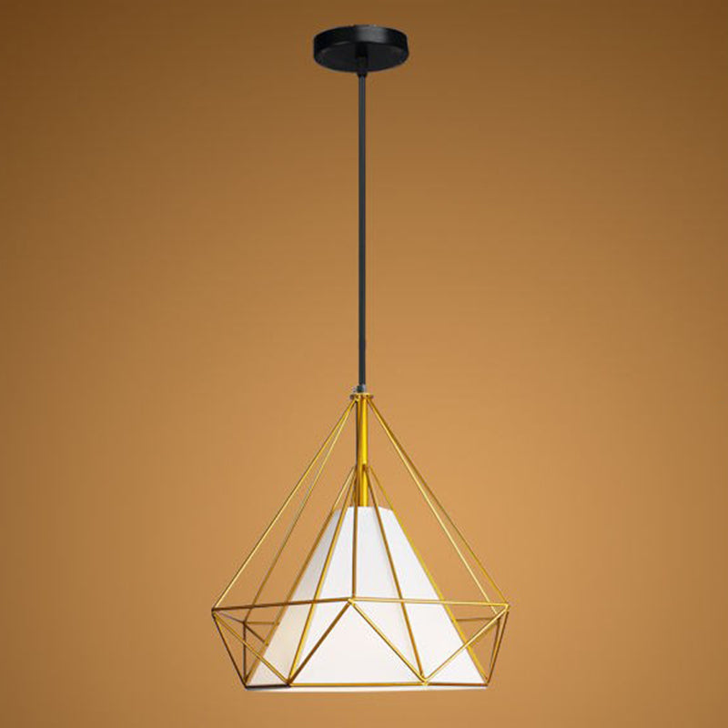 1 Light Diamond Pendant Industrial Metal Ceiling Pendant with Hanging Cord for Restaurant