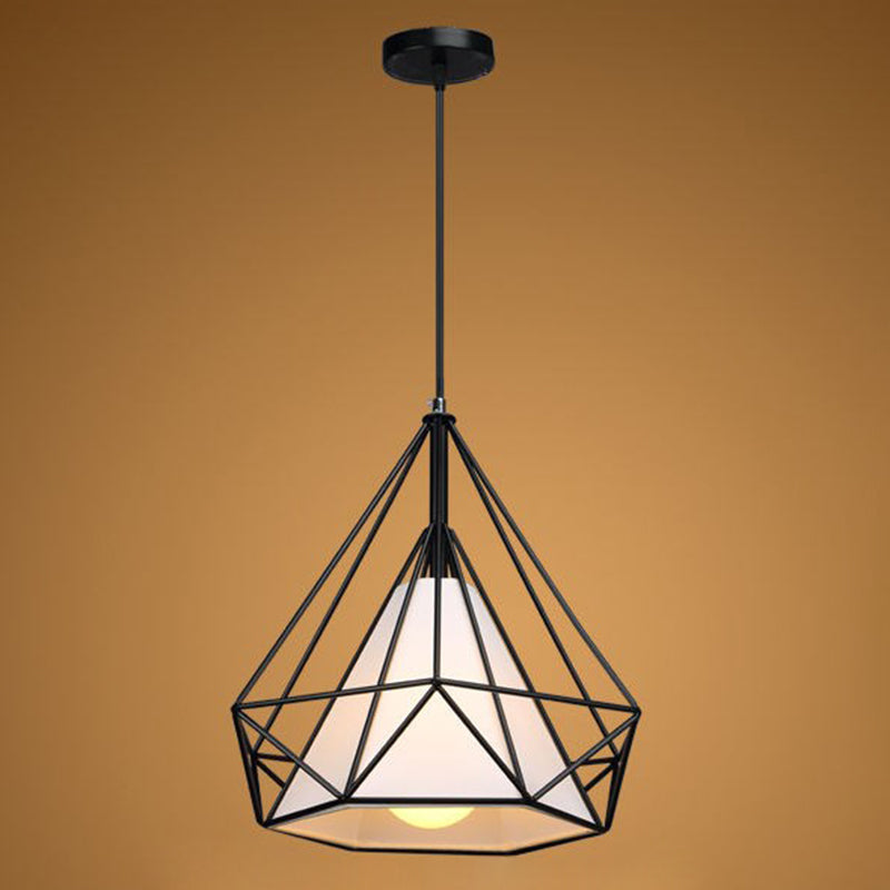 1 Light Diamond Pendant Industrial Metal Ceiling Pendant with Hanging Cord for Restaurant