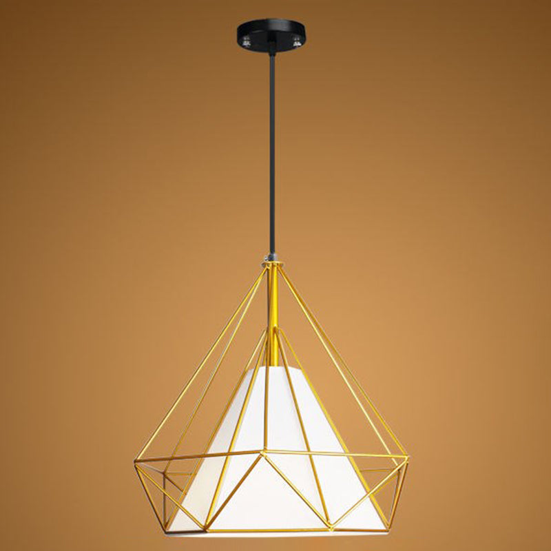 1 Light Diamond Pendant Industrial Metal Ceiling Pendant with Hanging Cord for Restaurant