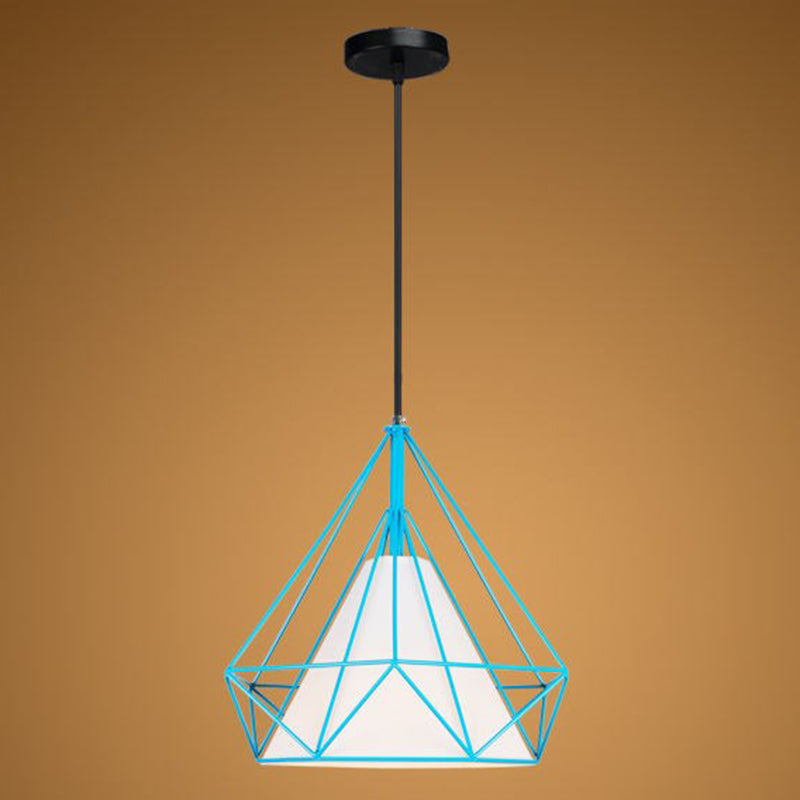 1 Light Diamond Pendant Industrial Metal Ceiling Pendant with Hanging Cord for Restaurant