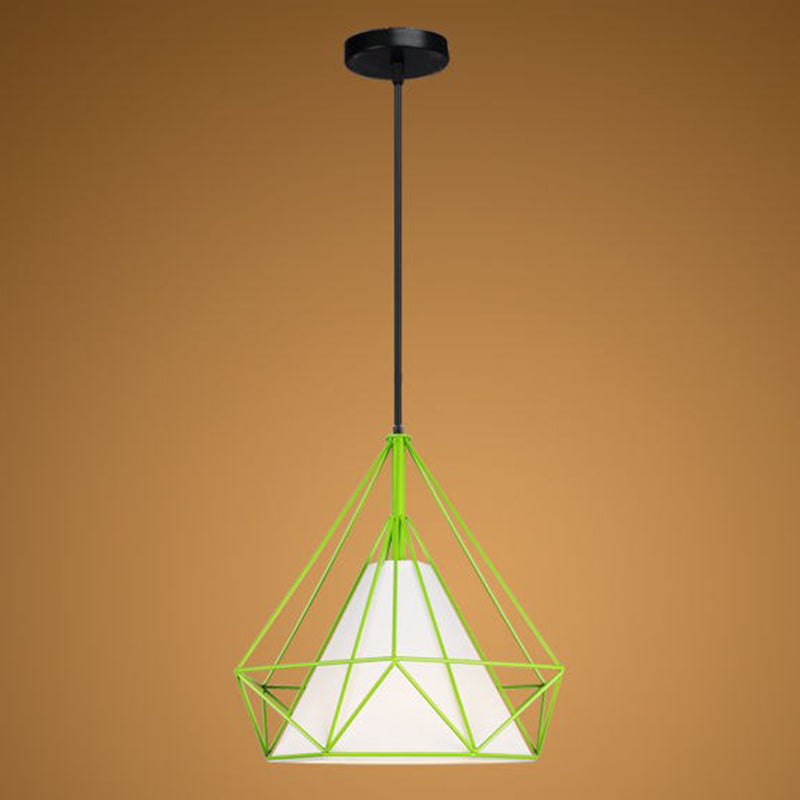 1 Light Diamond Pendant Industrial Metal Ceiling Pendant with Hanging Cord for Restaurant