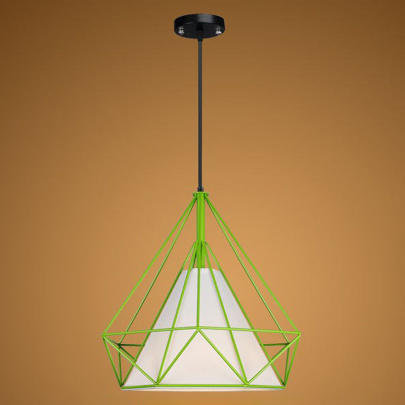 1 Light Diamond Pendant Industrial Metal Ceiling Pendant with Hanging Cord for Restaurant