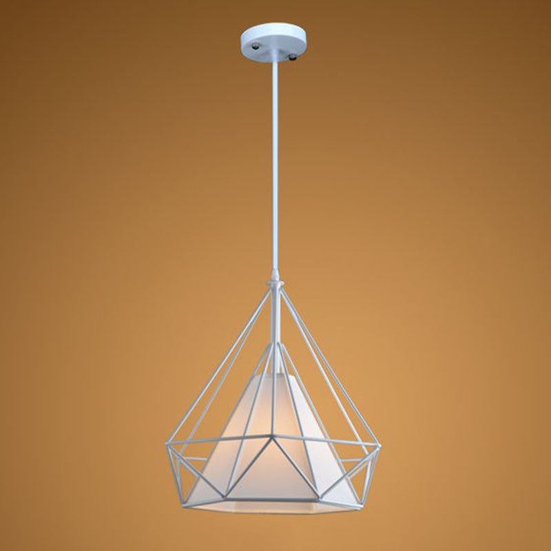 1 Light Diamond Pendant Industrial Metal Ceiling Pendant with Hanging Cord for Restaurant