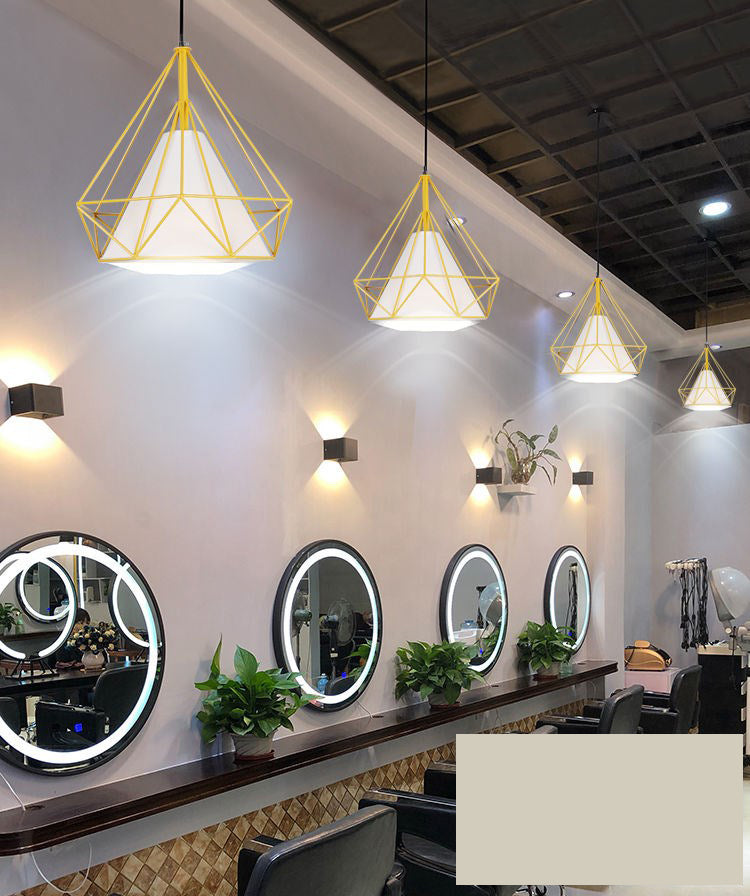 1 Light Diamond Pendant Industrial Metal Ceiling Pendant with Hanging Cord for Restaurant